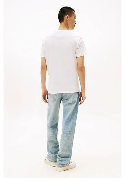 Erkek Tommy Dna Bayrak T-Shirt - Ekru modelleri