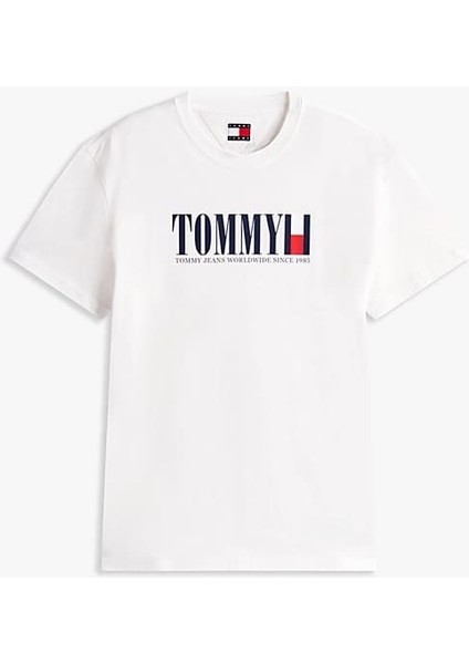 Erkek Tommy Dna Bayrak T-Shirt - Ekru indirimleri