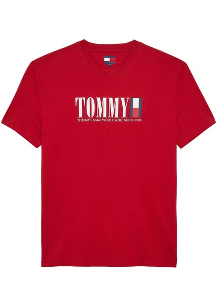 Erkek Tommy Dna Bayrak T-Shirt - Kırmızı