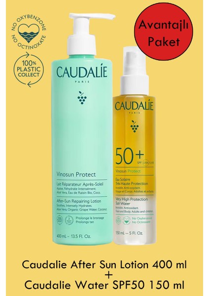 Caudalie Very High Protection Water SPF50 150 ml + Caudalie After Sun Repairing Lotion 400 ml