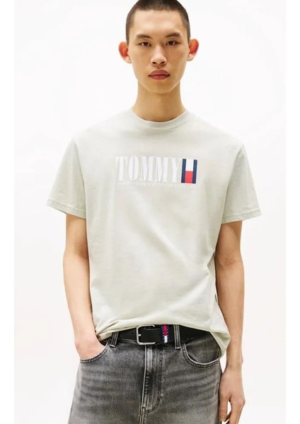 Erkek Tommy Dna Bayrak T-Shirt - Açık Yeşil