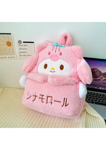 Kawaii Sanrio Kuromi Hello Kitty Cinnamoroll Yumuşak Peluş Sırt Çantası Sevimli Benim Melodi Pompom Purin Büyük Kapasite Okul Çantaları Kız Renk: Melodim/boyut: 38X36CM (Yurt Dışından)