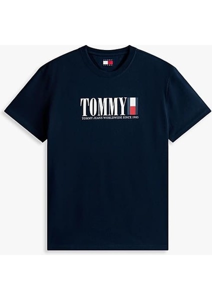 Erkek Tommy Dna Bayrak T-Shirt - Lacivert indirimleri