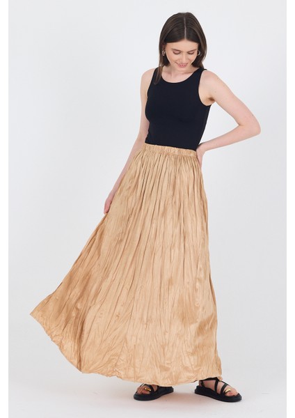 Vizon Bel Lastikli Kırışık Kumaş Etek 3483 fiyatları