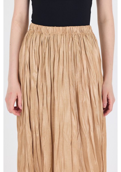 Vizon Bel Lastikli Kırışık Kumaş Etek 3483 fırsatları