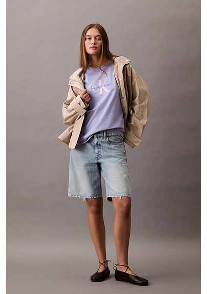 Kadın Ck Hero Classic Mono T-Shirt - Mor modelleri