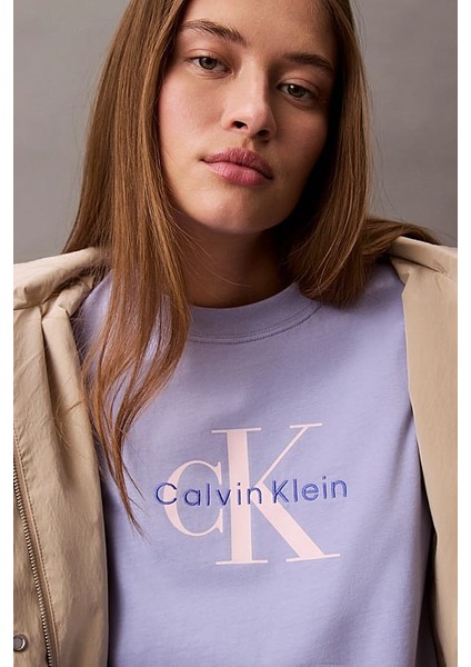 Kadın Ck Hero Classic Mono T-Shirt - Mor fırsatları