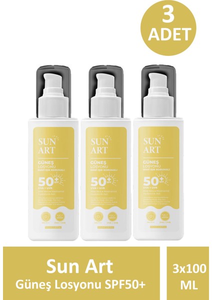 Sunart Güneş Losyonu SPF50+ 100 ml 3 Adet