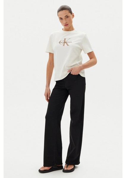 Kadın Ck Hero Classic Mono T-Shirt - Ekru fiyatları