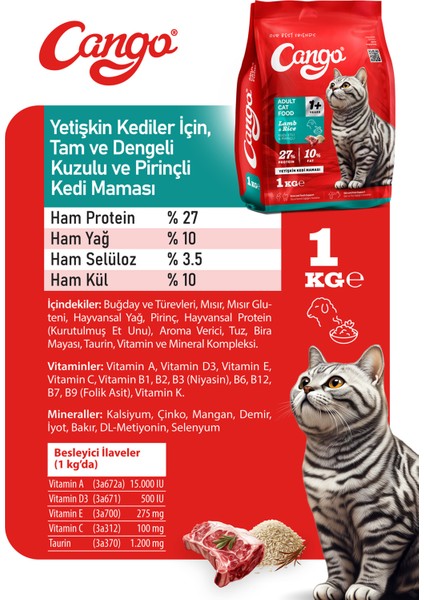 Yetişkin Kedi Maması Kuzu Etli 1KG modelleri