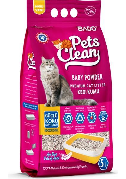 Pets Clean 5lt Pudra Kokulu Kedi Kumu