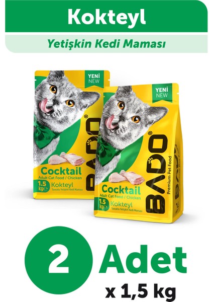 Yetişkin Kedi Maması Kokteyl 1,5 Kg 2'li