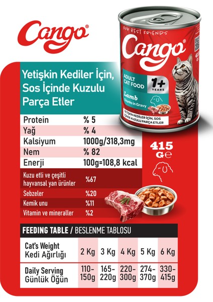 Cango Yetişkin Yaş Kedi Maması Etli 415GR fiyatları