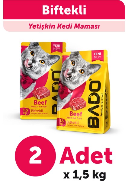 Yetişkin Kedi Maması Etli 1,5 kg x 2 Paket