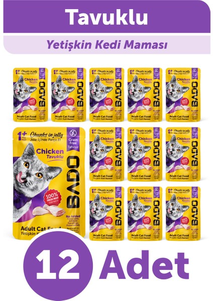 Yetişkin Yaş Kedi Maması Tavuk Etli 85GR 12'li