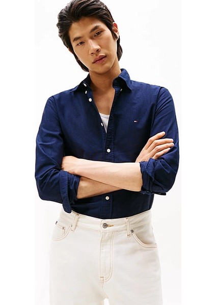 Erkek Düğmeli Yaka Oxford Gömlek – Lacivert