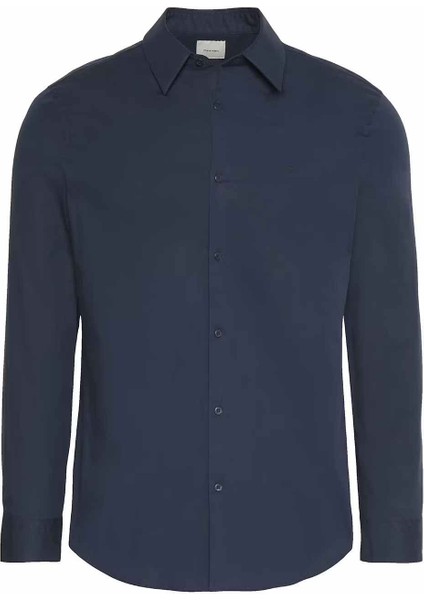 Erkek Uzun Kollu Slim Fit Gömlek - Lacivert