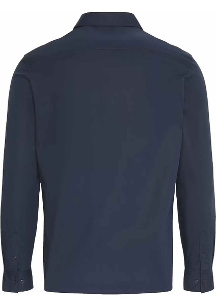 Erkek Uzun Kollu Slim Fit Gömlek - Lacivert