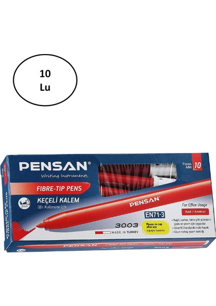Pensan Keçeli Kalem Kırmızı 10LU