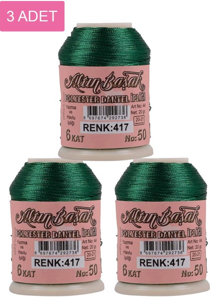 3 Adet Altınbaşak Oya ve Dantel Ipi 20 gr - Royaleks - No: 417