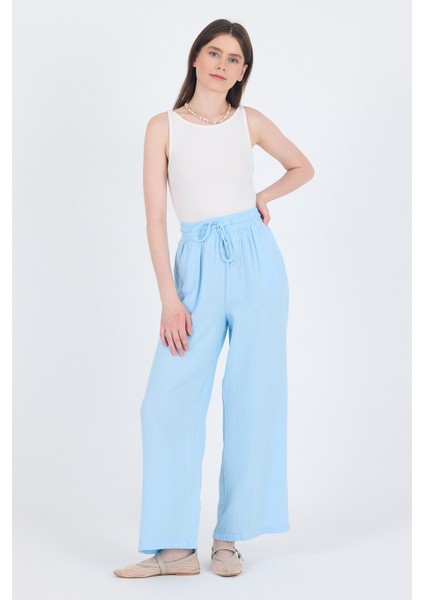 Bebe Mavi %100 Pamuk Müslin Palazzo/bol Paça Pantolon 8056A modelleri