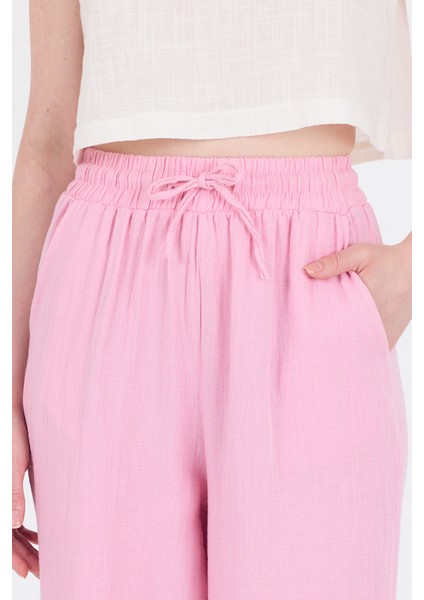 Pembe %100 Pamuk Müslin Palazzo/bol Paça Pantolon 8056A fırsatları