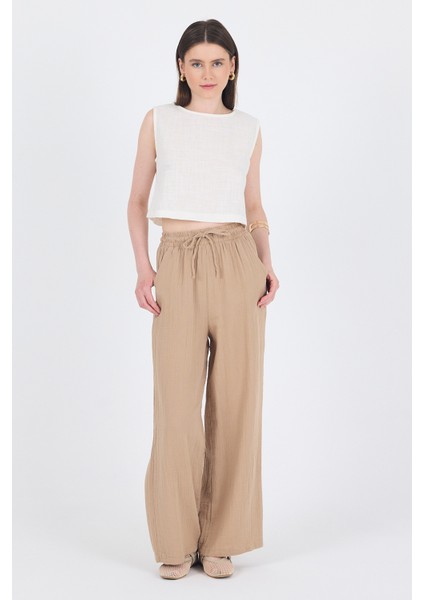 Vizon %100 Pamuk Müslin Palazzo/bol Paça Pantolon 8056A modelleri