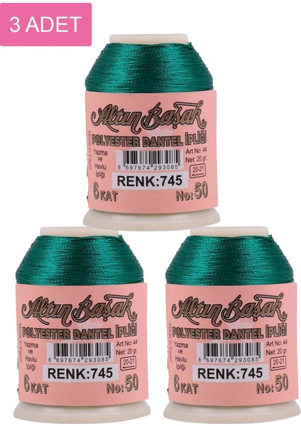 3 Adet Altınbaşak Oya ve Dantel Ipi 20 gr - Royaleks - No: 745