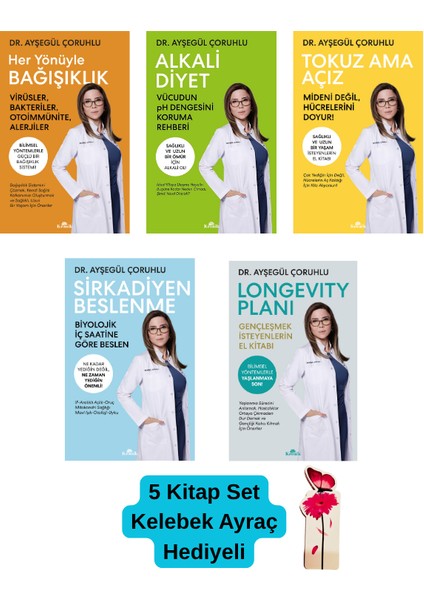 Longevity Planı-Alkali Diyet-Sirkadiyen Beslenme-Tokuz Ama Açız-Her Yönüyle Bağışıklık-5kitap+Ayraç