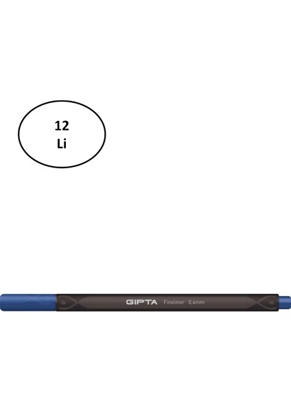Gıpta Fineliner Kalem 0,4 mm -Karton Kutu-Üçgen-G.mavisi 12'li