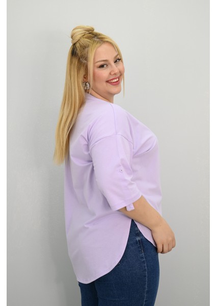 Kadın Büyük Beden Kısa Kollu Taş Detaylı Ayı Baskılı Oversize T-Shirt 1926-25 fırsatları