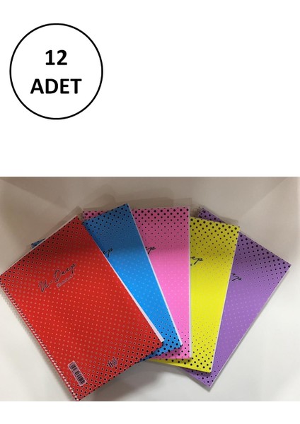 72 Yaprak Spiralli Kareli Defter U-Deep A4 Plastik Kapak Harita Metot 12 Adet