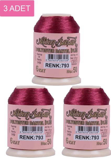 3 Adet Altınbaşak Oya ve Dantel Ipi 20 gr - Royaleks - No: 793
