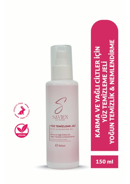 Yüz Temizleme Jeli – Karma ve Yağlı Ciltler İçin | Nemlendirici ve Siyah Nokta Karşıtı – Gözenek Temizleyici – 150 ml