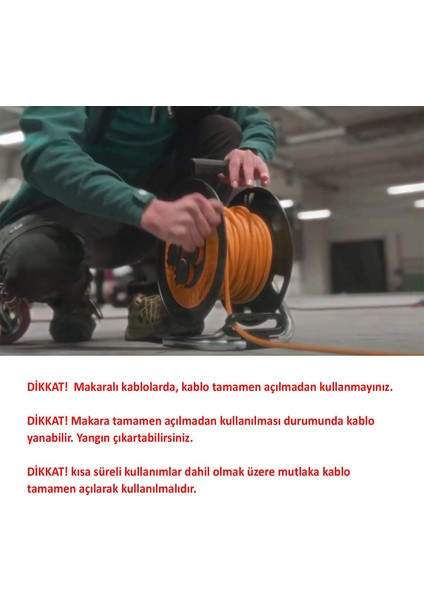 Plastik Makaralı 35 Metre Seyyar Cca Kablo 4 Prizli Monofaze Uzatma Kablosu 3x1.5 mm Ttr Kablo