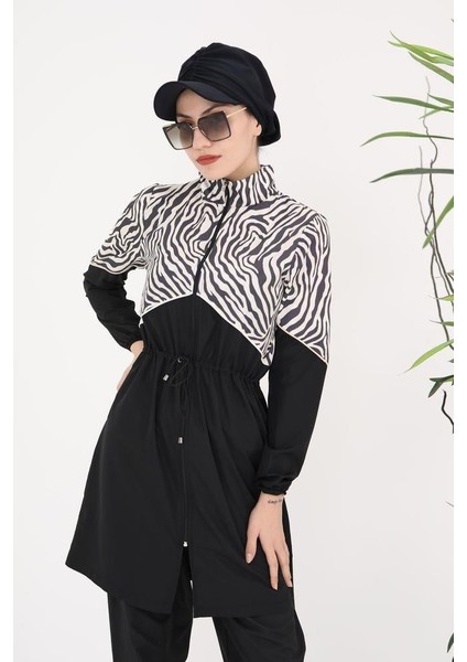 Lena Zebra Desenli Biyeli Ikili Mayo Takım modelleri