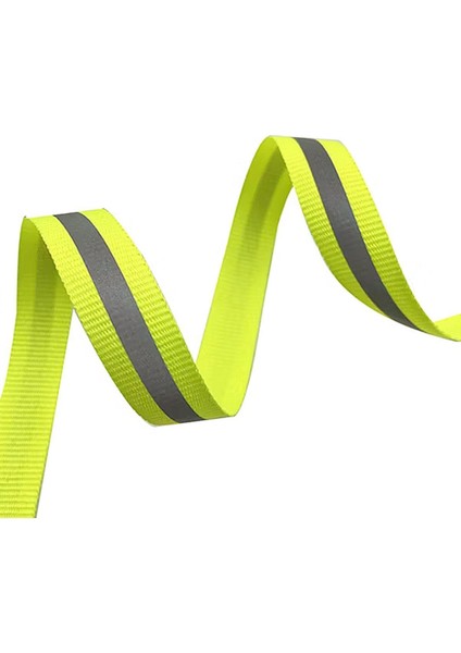 Neon Sarı Reflektörlü 10 mm 5 mt Yansıtıcı Dokuma Şerit Bant