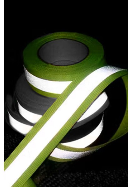 Neon Sarı Reflektörlü 10 mm 5 mt Yansıtıcı Dokuma Şerit Bant modelleri