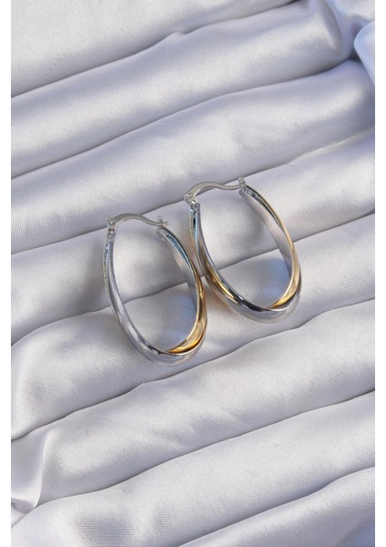 Pirinç Gold Gümüş Renkli Uzun Kıvrımlı Küpe fiyatları