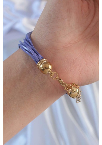 Lila Renk Zirkon Taşlı Ipli Çoklu Bileklik fiyatları