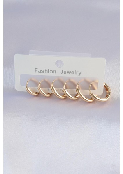 Pirinç Gold Renk Oval Küpe Seti