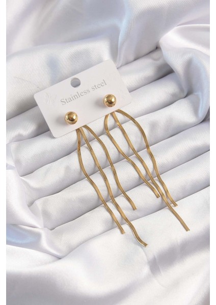 316L Çelik Gümüş Renk Zincir Kehribar Boncuk Model Kadın Kolye