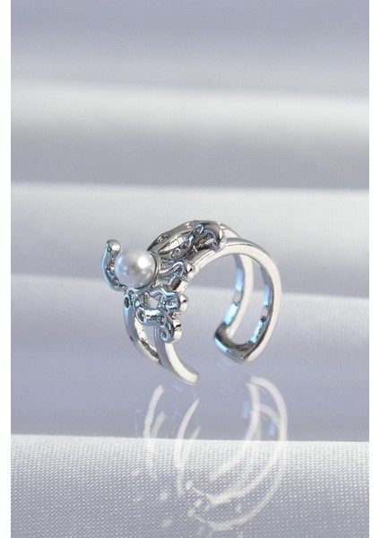 Pirinç Gümüş Renk Incili Ahtapot Earcuff Küpe fiyatları
