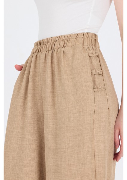 Vizon Keten Dokulu Pamuklu Yan Detaylı Bol Paça Pantolon 4820A fırsatları