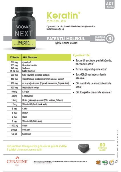 Voonka Next Keratin Complex 60 Tablet 2 Adet