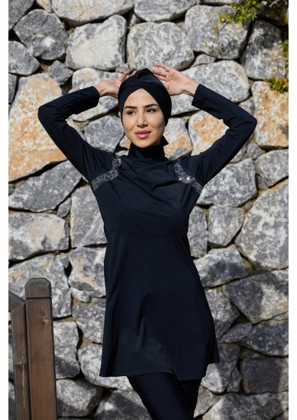 Mira Model Omzu Taşlı Lycralı Tasarım Tesettür Ikili Mayo Takım indirimleri