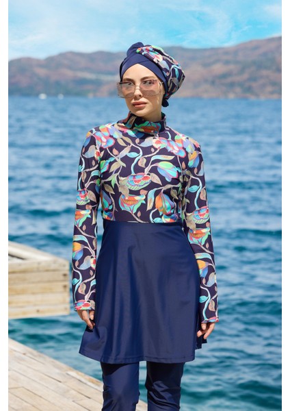 Ebru Model Lycralı Tasarım Tesettür Ikili Mayo Takım modelleri