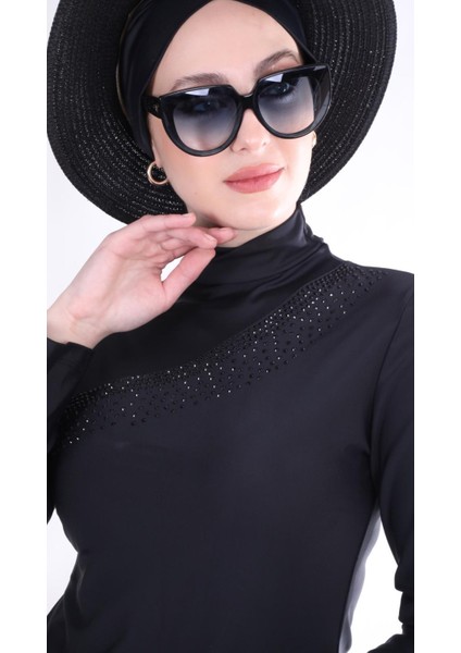 Siyah Taşlı Siyah Tasarım Tesettür Mayo Takım fiyatları