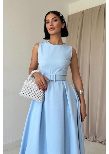 Bebe Mavi Halter Yaka Kloş Elbise fiyatları