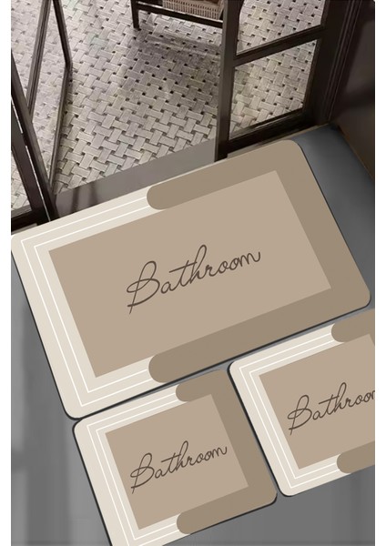 Nakoe 3'lü Banyo Paspas Seti Takımı, Kaydırmaz Tabanlı Djtbanyo